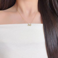 Collana con Pendente in Oro 18K e Diamante Coltivato in Laboratorio, da Donna, Minimalista, con Fiocco Vuoto, Taglio Princess, Catena alla Moda, Gioielli Raffinati, Collane Delicate