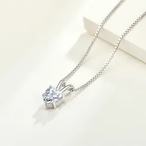 925 Silver Wholesale Birthday Stone Necklace Women Gift Heart Pendant Birthstone Necklace