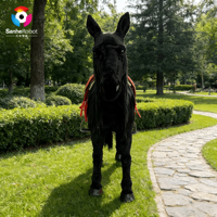 Cheval animatronique grandeur nature - Cheval en peluche interactif réaliste avec selle pour parc à thème / zone de divertissement pour enfants