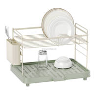 WIREKING Égouttoir à vaisselle moderne à 2 niveaux pour 14 assiettes, organisateur de cuisine, conception séparable avec bac de récupération des eaux, couleur et logo personnalisables