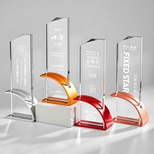 Trofeos de Vidrio Grabados con Láser y Diseño Nuevo en Oferta, con Base de Metal Dorado, Plateado y Bronce - Product Image 2