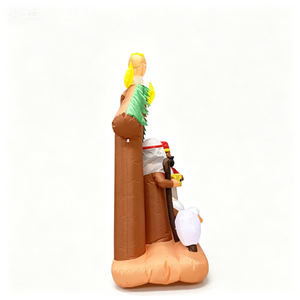 Crèche gonflable de 8 pieds de long avec lumières LED, décoration de jardin de Noël illuminée pour l'intérieur et l'extérieur, représentant la Sainte Famille. - Product Image 5