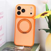 Coque de téléphone avec support magnétique rotatif à 360° pour iPhone 18 17 16 15 Pro Max, en TPU PC, toucher doux, anti-traces de doigts, compatible avec la charge sans fil
