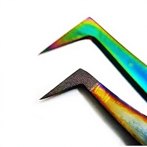 Pince à cils en acier inoxydable ASAP, pointe dentelée, pointe en fibre, 10 mm, outils d'extension de cils, pince à cils - Product Image 1