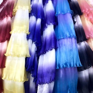 Tessuto in <span class=keywords><strong>Organza</strong></span> Plissettato Sfumato a Righe con Bordo Smerlato per Abiti da Donna, Gonne e Abbigliamento Formale da Festa - Product Image 5