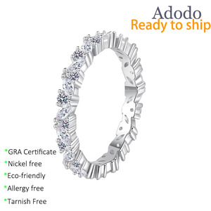 Anelli Eternity a Fiore con Moissanite VVS GRA da 1.17CT Taglio Rotondo, Placcati in Oro Bianco su Argento S925, Gioielli Raffinati da Uomo - Product Image 1