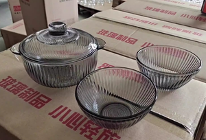 Juego de Tazones de Vidrio, Regalo Popular, Tazón de Vidrio Gris para Ensalada y Sopa con Tapa - Product Image 6