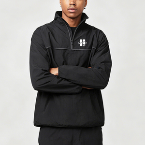 OEM Wholesale Fashion <b>Men's</b> Nylon Quarter Zip <b>Pullover</b> Custom Screen Print Logo Stand Collar Waterproof Casual Long Sleeve Top - Product Image 4