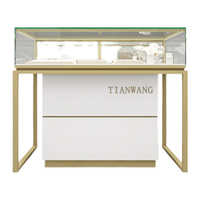 Kiosque LED de qualité supérieure en bois et verre, matériel de bijouterie et de vitrine pour vitrines de magasins à bijoux