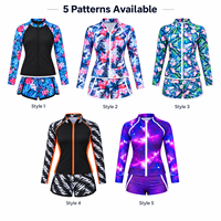 Ensemble Rash Guard à manches longues pour femmes UPF 50+ Séchage rapide Fermeture éclair sur le devant Surf Plongée Sports nautiques Top et short