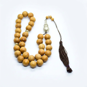 Cuentas de Tasbih Finas, Mala Musulmana, Cuentas de Oración Islámicas, Madera Riddhi Siddhi, Color Marrón Dorado Oscuro Natural - Product Image 1