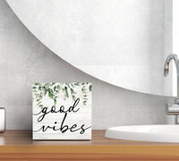 Boîte à blocs en bois blanc fait main rustique signe Table d'étagère décorative peinte de style moderne pour la maison ou le bureau