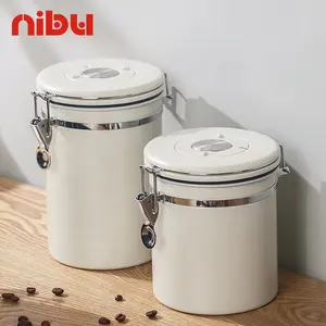 NIBU Stainless Steel Food Storage Sealed Can Vacuum Coffee Bean Canister Airtight Coffee Container