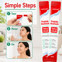 Soin buccal LIDERCARE au goût menthe triple fraîcheur, sachets de 12 ml de bain de bouche probiotique, design britannique, en stock