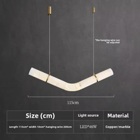 Nouveau design, lustre en albâtre personnalisé, art déco, salle à manger, salon, hauteur réglable, cadre en cuivre, luminaire suspendu en marbre, LED