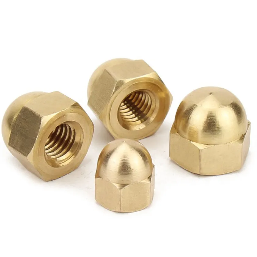 Pabrik kuningan DIN1587 tembaga Hex Cap Domed mur Acorn OEM kuningan Hexagon Cap mur kuningan Hex Dome Nut