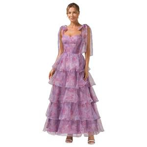 Primavera estate nuova moda senza maniche floreale tracolla con lacci grande abito <span class=keywords><strong>in</strong></span> <span class=keywords><strong>Organza</strong></span> abito - Product Image 5