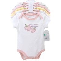 Lot de 5 Combinaisons à Manches Courtes pour Bébé, en Coton Doux, Combinaison d'été pour Nouveau-né, Garçons et Filles