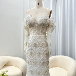 Jancember SZ371 Robes de soirée arabes élégantes à paillettes et perles sur l'épaule - Product Image 5