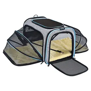 Безопасная легко расширяемая Складная портативная моющаяся мягкая сумка-переноска для маленьких собак BunnyHi PET014
