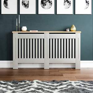Couvercle <span class=keywords><strong>de</strong></span> <span class=keywords><strong>radiateur</strong></span> Gris Moderne Peint MDF Armoire Lattes Grill Bois Étagère Supérieure - Product Image 2