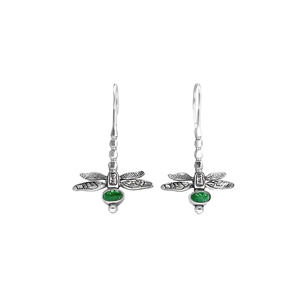 Pendientes Colgantes de Libélula Lucy, Plata Tibetana con Engaste de Jade, Joyería Vintage de Moda para Mujer, Regalo - Product Image 1