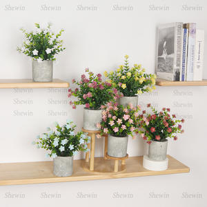 Plante artificielle en pot, modèle en pulpe de plastique cylindrique, décoration d'intérieur, hauteur 20 cm, diamètre 15 cm - Product Image 2