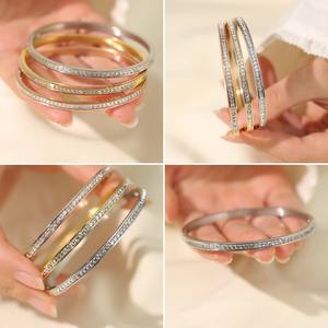<span class=keywords><strong>Bracelet</strong></span> en zircon cristal, bijoux, non ternissant, pour femmes, en acier inoxydable, plaqué or 18 carats, <span class=keywords><strong>bracelet</strong></span>, design mixte, <span class=keywords><strong>lot</strong></span> en stock - Product Image 2