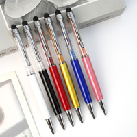 Stylo bille métallique de luxe 2-en-1 avec pointe tactile, rempli de cristaux scintillants, pour iPad, tablette, cadeau