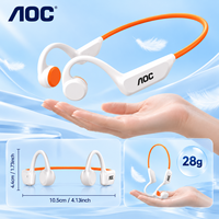Écouteurs à conduction osseuse AOC Bluetooth 5.4, écouteurs sportifs à oreille ouverte, étanches IPX4, haut-parleur de 13 mm, charge magnétique, OEM ODM