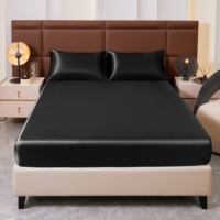 Parure de draps en satin soyeux de luxe, ultra douce et respirante, avec housse de matelas à poches profondes, pour la maison, l'hôtel et la décoration de chambre.