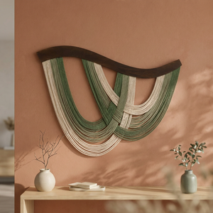 Tapiz de Macramé Bohemio, Diseño Abstracto, Arte de Cuerda de Algodón, Forma Irregular, Decoración de Interiores, Ecológico, Tejido a Mano - Product Image 2