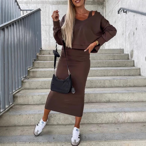 Nuevo Conjunto <span class=keywords><strong>de</strong></span> Dos Piezas para Otoño e Invierno, Ropa <span class=keywords><strong>de</strong></span> <span class=keywords><strong>Mujer</strong></span>, Sudadera con Capucha y Cuello en V, Venta al Por Mayor - Product Image 4