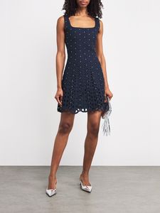 Top de punto de ganchillo vintage azul marino liso para mujer, transpirable, con control de abdomen, elegante, casual, cuello cuadrado, sin mangas, ODM Diamonds - Product Image 2