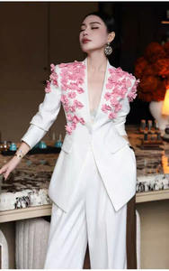 Completo completo da ufficio moda donna giacca a gamba larga disponibile in taglie <span class=keywords><strong>S</strong></span> - Product Image 3