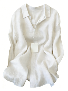 Camisa de Lino Holgada con Protección Solar y Solapa Francesa, Nueva Moda Verano 2026, Venta al por Mayor para Boutiques - Product Image 2