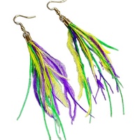 Mardi Gras unisexe boucles d'oreilles violet vert or paillettes Dangle pour la Nouvelle-Orléans Carnaval bijoux pour filles et garçons