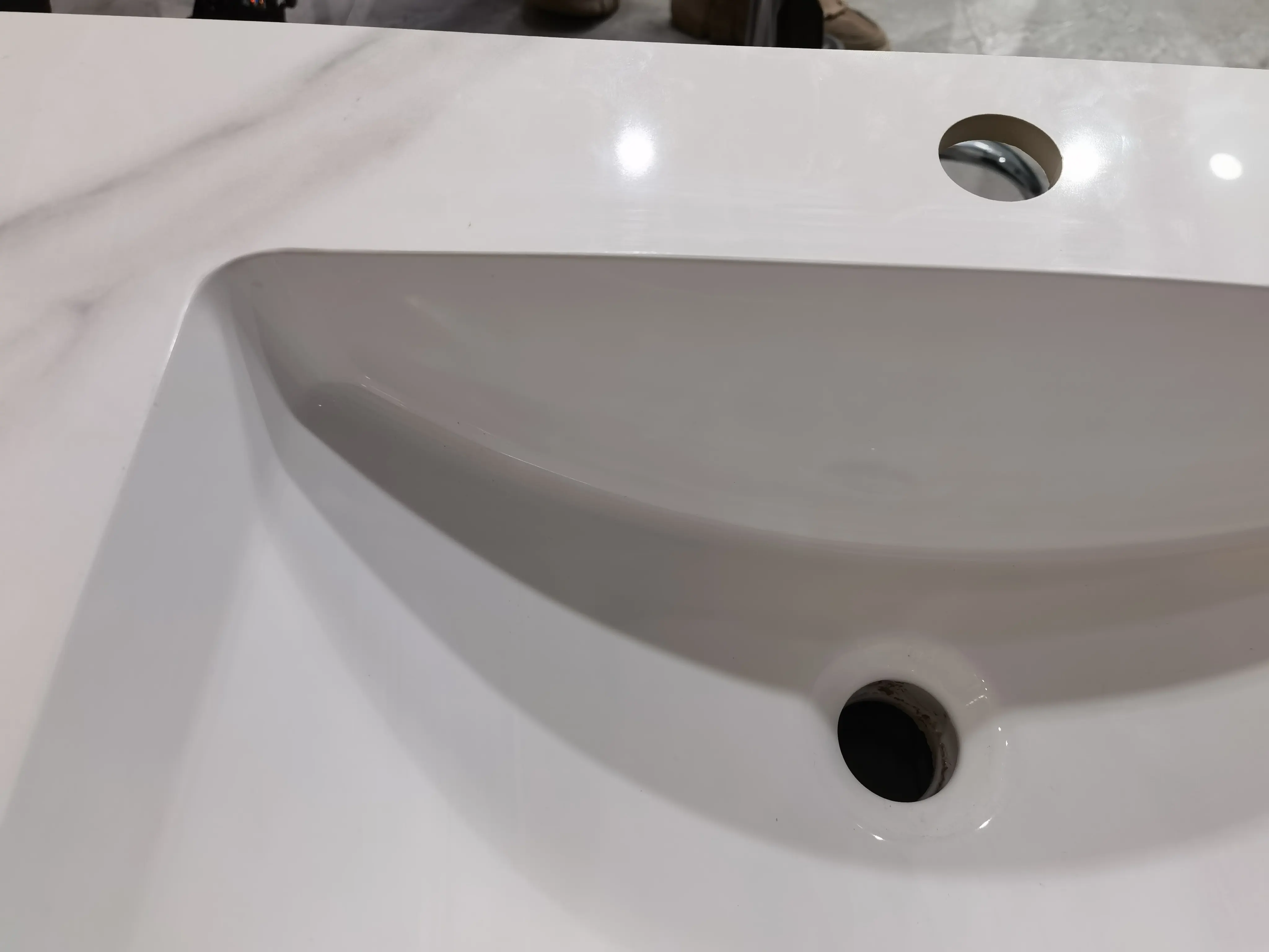 Nuova tecnologia vanità top senza soluzione di continuità lavabo lavabo di lusso vanità bordo sottile della vanità del bacino