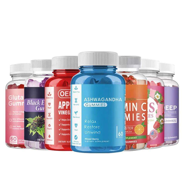 Grosir Cuka Sari Apel Gummy Sea Moss Elderberry Cranberry Ashwagandha Gummies Vitamin Biotin Collagen Gummies