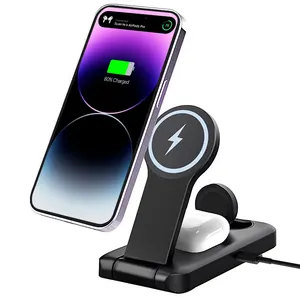 2023 3in1 Portable Foldable Magnetic 3 In 1 Wireless Charger Mobile Phone Stand