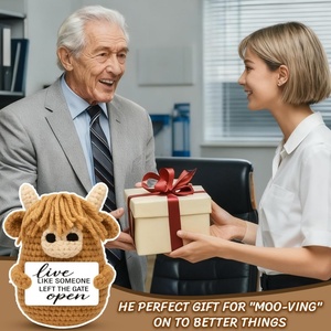 Vache des Highlands amusante et positive - Cadeaux pour femmes, hommes, meilleurs amis - Décoration de bureau en crochet inspirante - <span class=keywords><strong>Cadeau</strong></span> encourageant et inspirant - Product Image 3