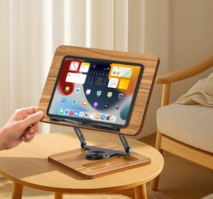 Giá đỡ sách để bàn bằng gỗ có thể điều chỉnh, đa năng, dùng được cho <span class=keywords><strong>Mac</strong></span>, đọc sách, có khe cắm bút, giá đỡ máy tính bảng - Product Image 5