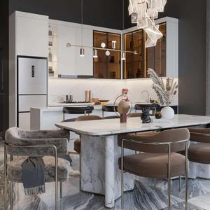 Armoires de cuisine compactes haut de gamme en bois de bouleau massif, écologiques, avec design personnalisé, options de personnalisation gratuites, plans de travail en quartz/granit - Product Image 3