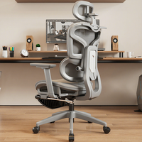 Chaise de bureau ergonomique en maille avec soutien lombaire et appui-tête, chaise de bureau pivotante inclinable pour le bureau à domicile, siège confortable pour PDG