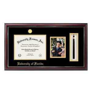 Burgundy University College Graduation Diploma Frame Certificate Document Photo Frame Wood With Tassel