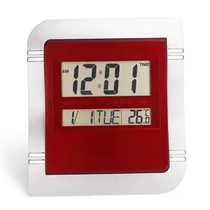 2021 Hot Sale Wall Clock With Big Numbers Lcd Alarm Clock Digital Wall Clock Weather Station