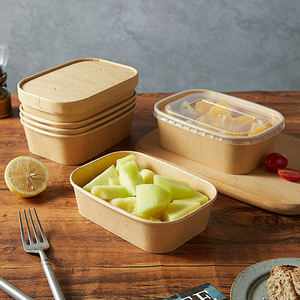 Conteneur alimentaire jetable biodégradable respectueux de l'environnement, à double paroi, en papier kraft de qualité alimentaire, avec couvercle, compatible micro-ondes - Product Image 4
