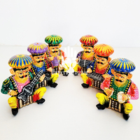 Theperfectbazaar Ensemble de 6 statues de musiciens Bawla en bois artisanales (3 pouces) Décoration de table pour la maison Cadeau en provenance de l'Uttar Pradesh