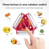Hot Selling 3 In 1 Roterende Ronde Groente Fruitschiller Tool Multifunctionele Fruitschiller Met Roestvrijstalen Mes
