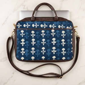 Handmade Blue Block Print Laptop <b>Bag</b> Cotton Office Messenger <b>Bag</b> Ethnic <b>Work</b> <b>Bag</b> - Product Image 5